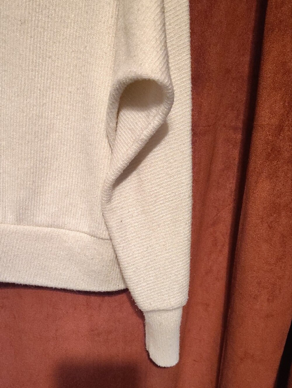 Cream Ribbed Pullover Sweater - Picture 3 of 5